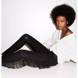 J brand Halperin Fringed Coated Maria High Rise Skinny Jeans Pants
